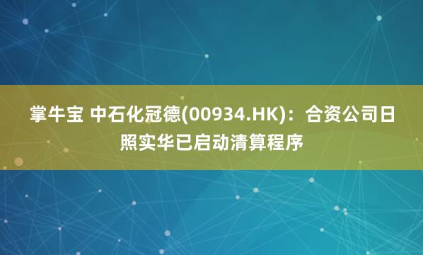 掌牛宝 中石化冠德(00934.HK):合资公司日照实华已启动清算程序